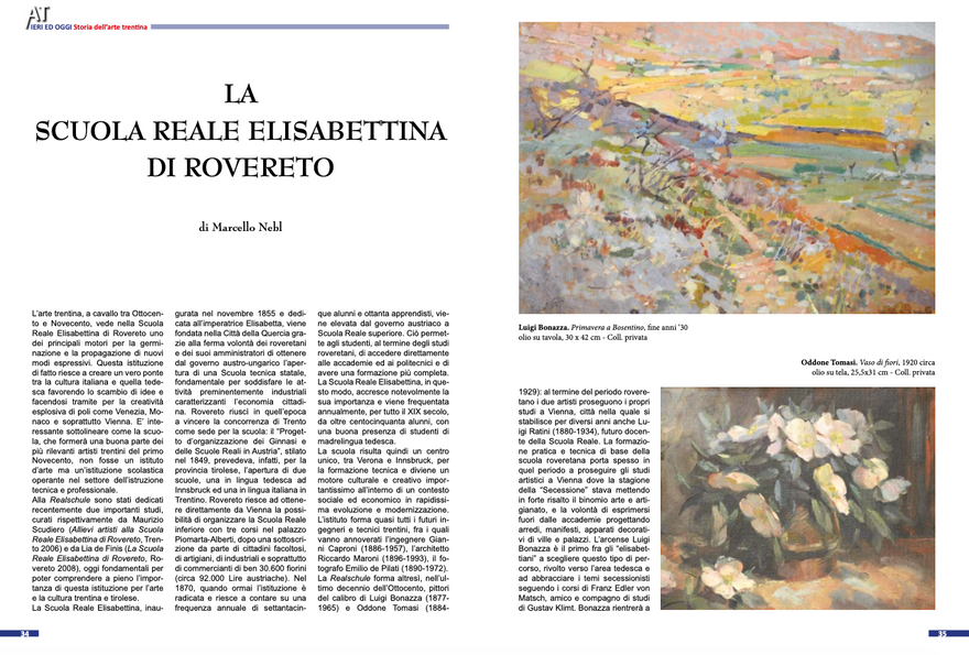 'La Scuola Reale Elisabettina di Rovereto', rivista Arte Trentina, gennaio 2020